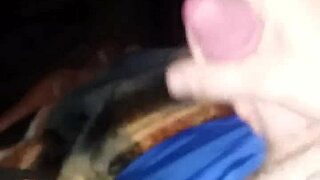 He jerks off to a teen's big cumshot, watching the hot scene unfold with intense pleasure.