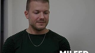 Busty stepmom rubs my dick trying to seduce me with her big tits and shaved pussy