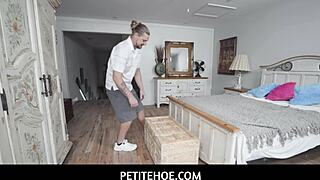 Petite tiny 18+ teen treasures hunt with intense blowjob deepthroat handjob nude pussy sex tits. She moans loudly during hardcore action.