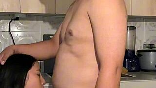 The stepmother desires a kitchen encounter