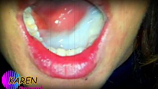 Karen Jugando Con Mas Semen En La Boca Slow Motion