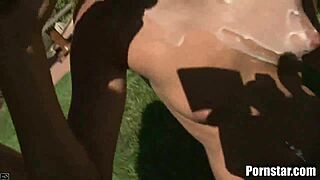 brunette hottie aj estrada getting plastered with cream