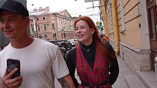 vlogger gets a bj in hallway from hot chick with big tits and fucks her at home, rough and sloppy