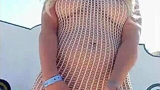 Transparent Dress Without Underwear Flashing Publicly