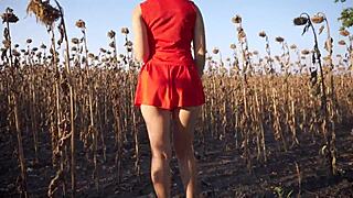 Hot Milf Flashes Short Skirt Thong Ass Outdoors