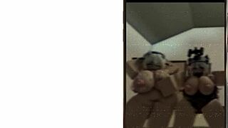 Cute Military Girl and Cute Cow Girl Dancing in Roblox World