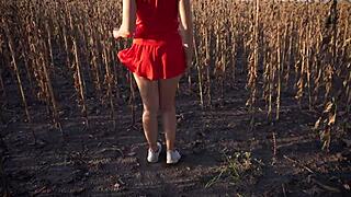 Hot Milf Flashes Short Skirt Thong Ass Outdoors