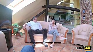 Young Lovers Can't Leave City, So Girl Gets Fucked Hard in Public by Old Man!