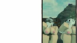 Cute Military Girl and Cute Cow Girl Dancing in Roblox World