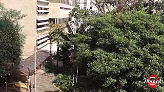 novinha otaku gives sloppy blowjob on balcony