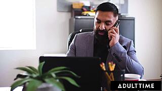 Adult Time - Bisexual Boss Gives Naughty Assistant A Facial With Her BF's Help In MMF Threesome