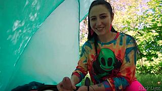 Slutty Hippie Jerked Me Off For Free In Her Tent