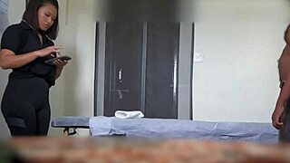 massage girl hesitating to do happy ending and got convinced at the end