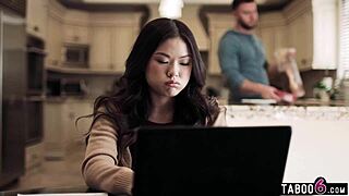 Asian teen Lulu Chu hears MILF Slimthick Vic fucking roommate Seth Gamble