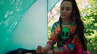 Slutty Hippie Jerked Me Off For Free In Her Tent