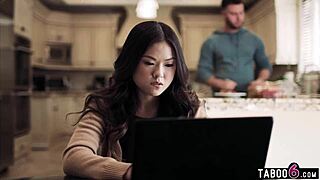 Asian teen Lulu Chu hears MILF Slimthick Vic fucking roommate Seth Gamble