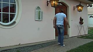 Big natural boobed amateur housewife enjoys a session.