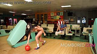 Bowling Alley Free Use Date With Stepmom And Stepdaughter!