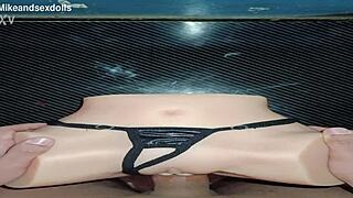 I am trailer candy, bending over in black thong for big ass creampie on desk