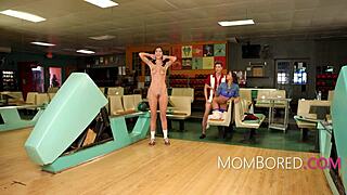 Bowling Alley Free Use Date With Stepmom And Stepdaughter!