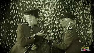 bisexual women playing with a dildo engage in group activities with other soldiers