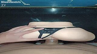 I am trailer candy, bending over in black thong for big ass creampie on desk