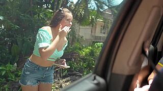 I spotted this tasty whore in the city and fucked her in the car, filling her pussy and ass with cum.