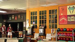 Bowling Alley Free Use Date With Stepmom And Stepdaughter!