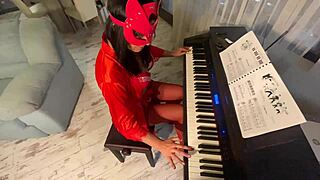 Milfycalla explores the piano teacher's dick in her adventures