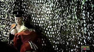 bisexual women playing with a dildo engage in group activities with other soldiers