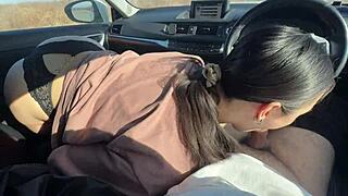 fucked my friend's boyfriend in the car while teasing outdoors