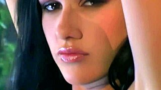 Black haired slut stripteasing and getting deepthroated in vintage classic cinema scene