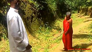 Indian college girlfriend fucks outdoor in the bush with her lover couple