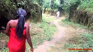 Indian college girlfriend fucks outdoor in the bush with her lover couple