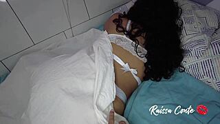 friend's wife surprised with something in mouth