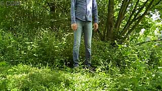 sexy fat milf takes off her panties and pisses duet with a stranger