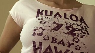 Busty star Katarina Kozy oils her boobs and pussy, plays with double balls