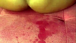 Blonde max ryan stretches tight pussy with dragon dildo until squirting orgasm