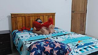 Sensual red lingerie and sexy arabic makeup my buttocks are waiting for a man with intense sex skills. Exhibitionist flashing in homemade setting.