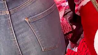 Beautiful Mexican Woman With Huge Ass In Tight Jeans At Tianguis Market