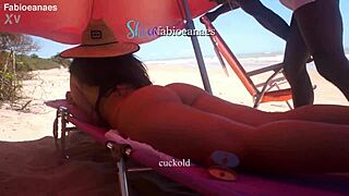 ebano gives beach massage to married woman outdoors