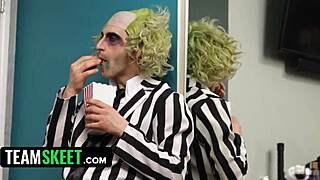 Beetlejuice XXX parody with group sex and costumes for cash