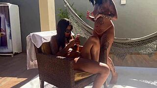 Intense beach house orgy erupts with job girls turning wild