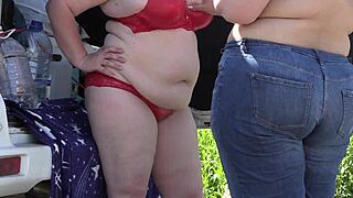 Mature lesbians with big asses behind the scenes outdoors a voyeur with a hidden camera watches them in a public park chubby milfs in sexy lingerie amateur fetish pawg