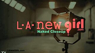 Cute teen brunette shows sexy body in interview