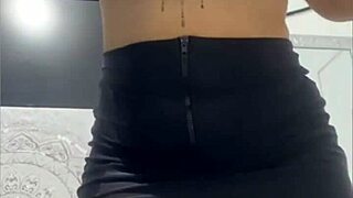 Slutty teacher flashes everything and dick while masturbating