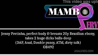 Jenny Pretinha's Perfect Body TAKES TWO HUGE DICKS BALLS-DEEP in ANAL DOUBLE PENETRATION