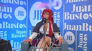 Evybubbles cosplay has multiple orgasms riding the sybian on juan bustos podcast, intriguing contrast of public and private pleasure