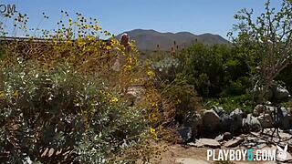 Tiny Blonde Teen Playboy Model Exposes Petite Body Outdoor