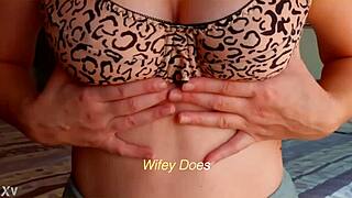 Milf in leopard print bra lingerie